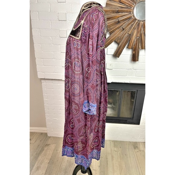 Vintage Indian 70s Mosaic Print Cotton Gauze Dress - Picture 7 of 13